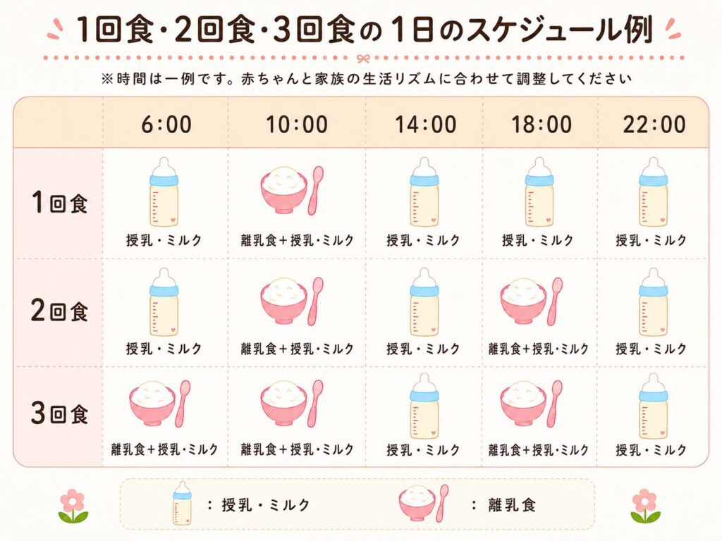 1回食・2回食・3回食の1日スケジュール例