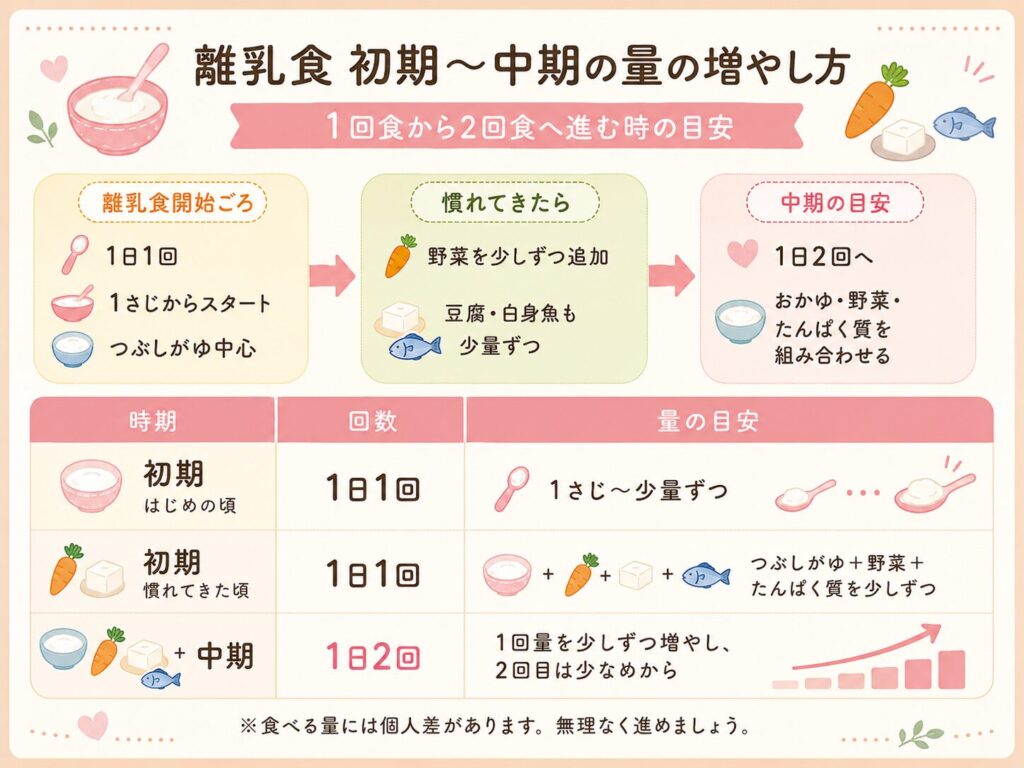 離乳食初期〜中期の量の増やし方